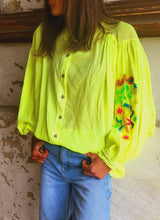 Charger l'image dans la galerie, Tunique jaune fluo broderie
