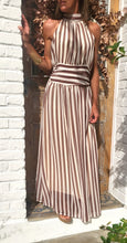 Charger l'image dans la galerie, Robe longue rayée chocolat ou Rose
