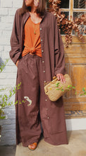 Charger l'image dans la galerie, Pantalon large toile chocolat
