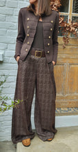 Charger l'image dans la galerie, Veste maille officier Chocolat / Beige / noir
