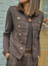 Charger l'image dans la galerie, Veste maille officier Chocolat / Beige / noir
